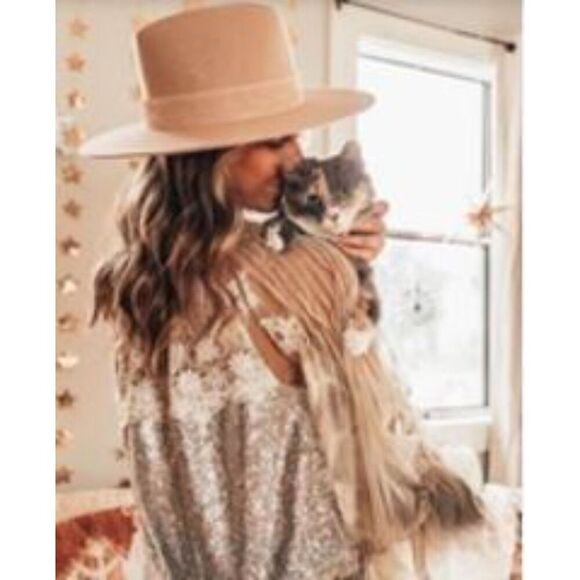 Veronica Beard Lack of Color Benson Beige Felt Wool Wide Brim Hat L NWT 230 main image 7
